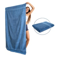 Kit X2 Toallas de Baño de Cuerpo Extragrande 100% Algodón Azul