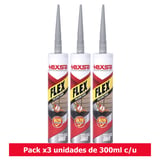 Sellante Adhesivo de Poliuretano Flex Gris 300 ml Set x 3 Uds Texsa