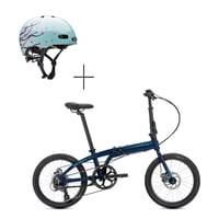 Tern Bicicleta Plegable Tern B8 Azul Básica + Casco Street Octoblossom