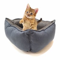 Cama Gato Premium Microfibra + Antifluido  35x35x19cm Pequeña Azul