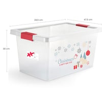 Caja Organizadora Con Broches 25 Litro Rojo Christmas y Happy New Year