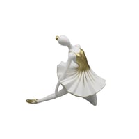 Escultura Bailarina Poliresina 24.2x21 cm Blanco y Oro Ubud