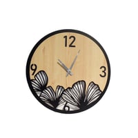 Reloj Hojas Madera 55x55 Cm Beige