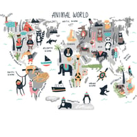 Vinilo Mapa Infantil Mundo De Animales