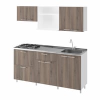 Cocina Integral Berlin 1.80 Metros Mitte Incluye Mesón Poceta Derecha con 4 Fogones a Gas + Campana + Grifería Just Home Collection