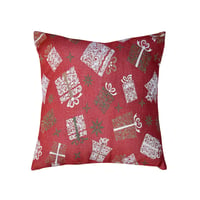 Cojin Navideño Regalos 50x50cm Rojo-Dorado