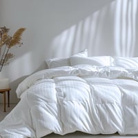 Duvet Sateen Stripe Sencillo + 2 Fundas Almohada Blanco Set X 24 Unidades