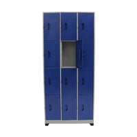 Locker 12 Puestos Gris Puertas Azul 80 kg Set X 3 Unidades