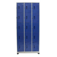 Locker 15 Puestos Gris Puertas Azul 80 kg Set X 3 Unidades