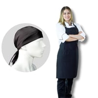 Uniforme Chef Chaqueta Blanca Pantalón Negro Delantal Peto Negro Obsequio Cofia Negra Dama 3XL