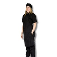 Uniforme Antifluido Cocina Camisa Negra Pantalón Negro Delantal Peto Negro Obsequio Cofia Negra Dama 3XL