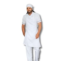 Uniforme Antifluido Cocina Camisa Blanca Pantalón Blanco Delantal Peto Blanco Obsequio Cofia Blanca Hombre L