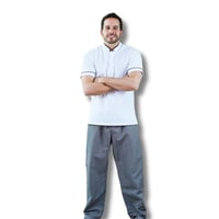 Uniforme Antifluido Cocina Camisa Blanca Pantalón Rayas Hombre 2XL