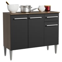 Mueble de Cocina Bajo 3 Puertas y 1 Cajón Emilly 105 cm Marrón/negro