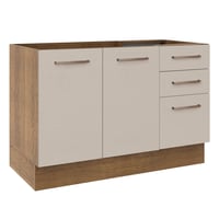 Mueble de Cocina Bajo 2 Puertas y 3 Cajones Agata 120 cm Marrón/crema