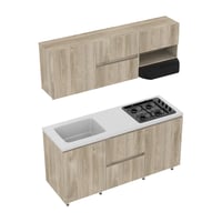 Cocina Integral Zafiro 180x60 Con Mesón. Lavaplatos Granito Perla Y Estufa - Muebles Austral Con Platero - Instalable En Ambas Direcciones Firplak