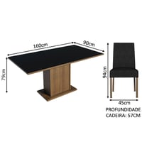 Juego de Comedor Keila + 4 Sillas Marrón/negro/oxford