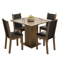 Juego de Comedor Tifani + 4 Sillas Marrón/crema/beige