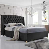 Base Cama + Cabecero Queen Italia Negro 160x190x150