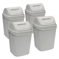 Kit X4 Cesto de Basura 15l Con Tapa Vaivén - Caneca Plástica Gris