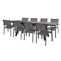 Juego Comedor Exterior 9 Piezas Aluminio Creta Gris