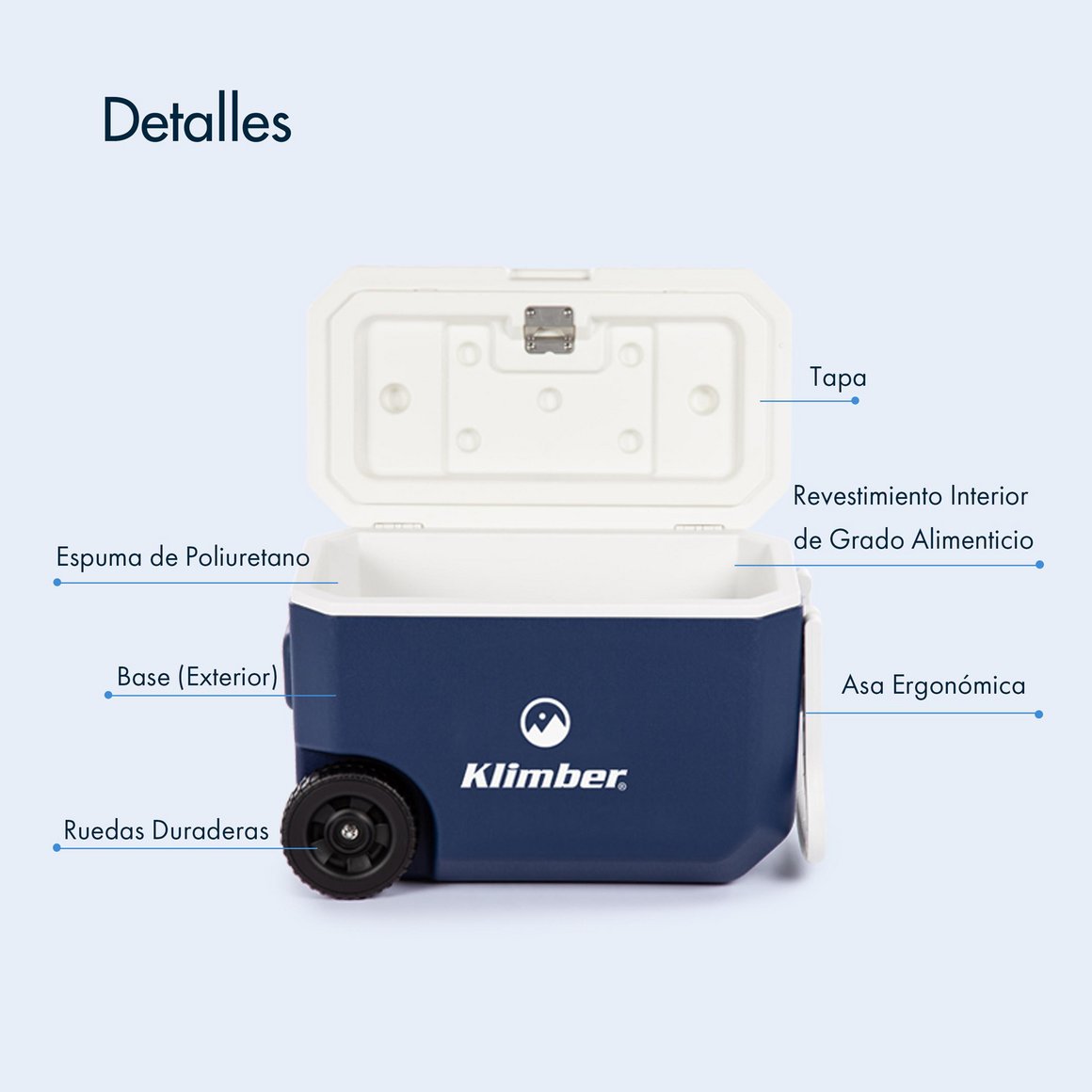 Nevera Plastica 38 Litros Azul con Ruedas Klimber KLIMBER | falabella.com