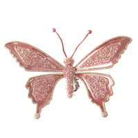 Mariposa con Clip Rosada 15x10 cm Navidad