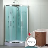 Combo Cabina de ducha + mueble con lavamanos + accesorios