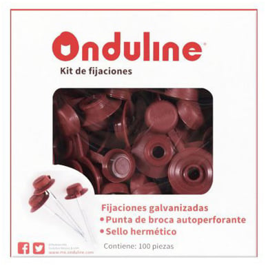 Kit 100 pz fijacin Onduline 3'' Autoperforante Rojo