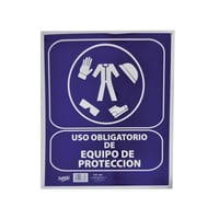 Señal en poster "uso obligatorio de equipo de protección" lámina estireno 40 x 34 cm