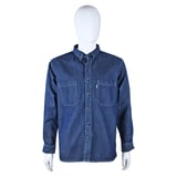 Camisa industrial mezclilla 100% algodón manga larga 10.5 oz azul prelavado T-38