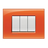 Placa rectangular naranja 3 módulos c/chasís