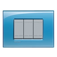 Placa rectangular azul 3 módulos c/chasís