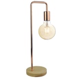 Lámpara mesa madera metal rose gold E27 1luz 60W