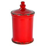 Vasija decorativa roja c/tapa mediana
