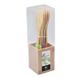 Set 5 utensilios bambú mango silicón