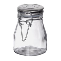 Shaker de vidrio con tapa clip resellable