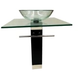 Mueble de baño con placa y ovalin de cristal, pedestal en color chocolate con toallero Xelha TC7021T