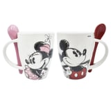 Juego de tazas de cerámica Mickey/Minnie con cuchara 310 ml