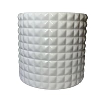 Maceta ceramica grid white