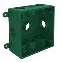 Caja Cuadrada No Metálica con 9 Orificios Roscados de 1/2¿ o 3/4¿ Verde
