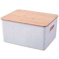 Caja plástica con tapa bambú blanco 16 litros