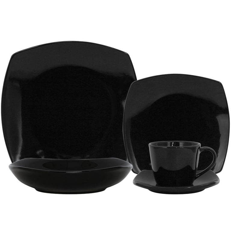 Juego de vajilla cuadrada negra 30 piezas Sodimac .mx
