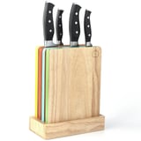 Set 5 cuchillos, tablas para picar y portacuchillos
