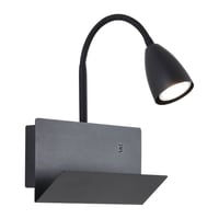 Aplique de paared interior Fedi de 1 luz GU10 y enchufe USB Negro