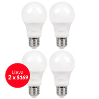 Pack de 4 focos LED A60 tipo E27 de 10.5W Luz neutra