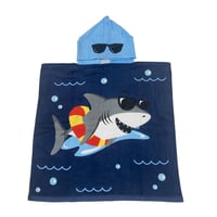 Toalla Infantil con Capucha Tiburón Azul