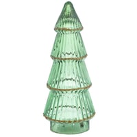 Árbol de Navidad Pequeño Vidrio Verde con Luz LED 23.8 cm