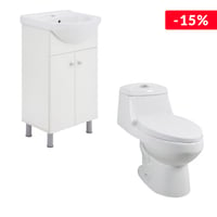 Combo  WC Sanitario One Piece Vinciny Dual Con Mueble de Baño Blanco