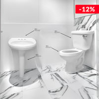 Combo  Tanque para Baño Aguazul Blanco Cato + Taza para Baño Aguazul Redondo Blanco CATO + PEDESTAL TULIPAN + LAVABO TULIPAN